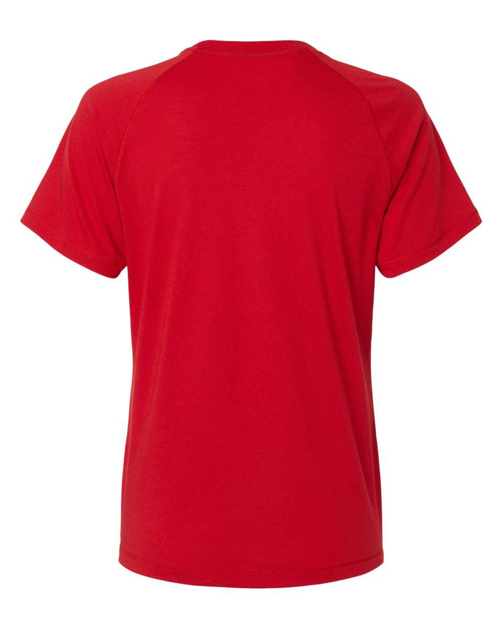 Rear View of Power Red Women's Blended T-Shirt - A557