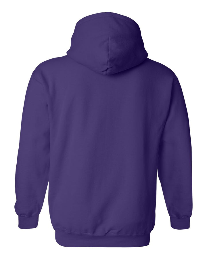Rear View of Purple Heavy Blend™ Hooded Sweatshirt - 18500