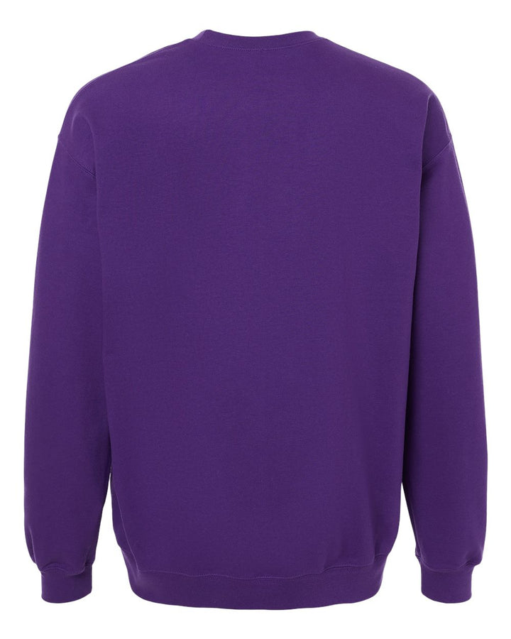 Rear View of Purple Softstyle® Midweight Crewneck Sweatshirt - SF000