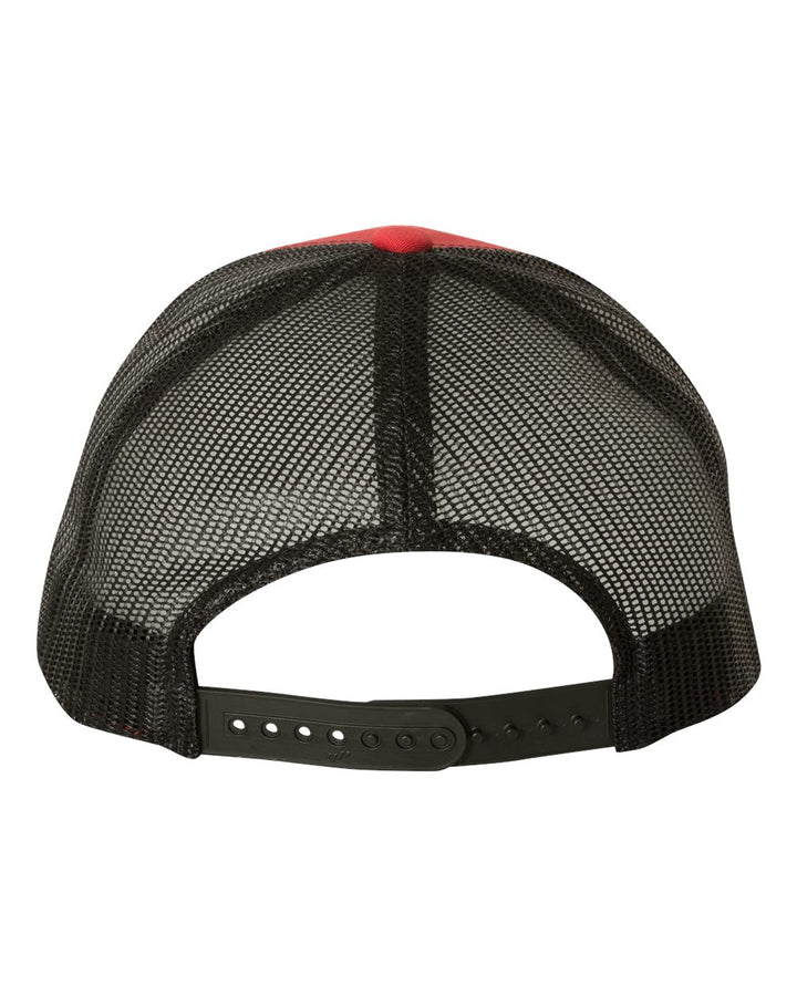 Rear View of Red/ Black Retro Trucker Cap - 6606