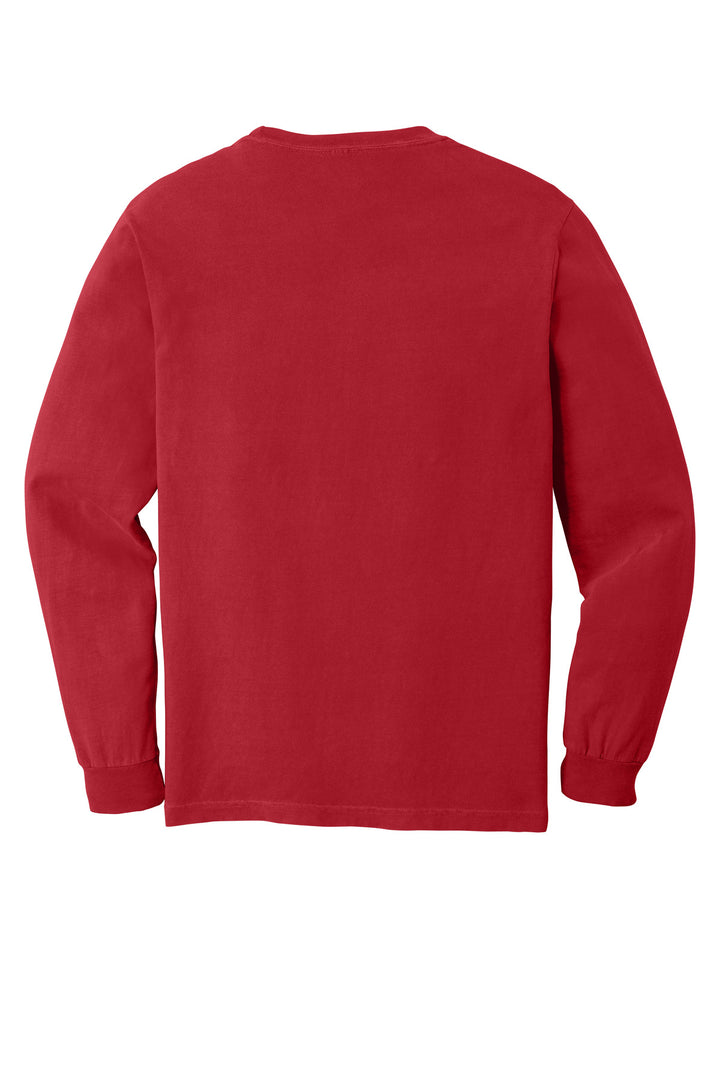 Rear View of Red COMFORT COLORS Heavyweight Ring Spun Long Sleeve Tee. 6014