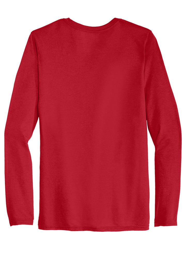 Rear View of Red Gildan Performance Long Sleeve T-Shirt. 42400
