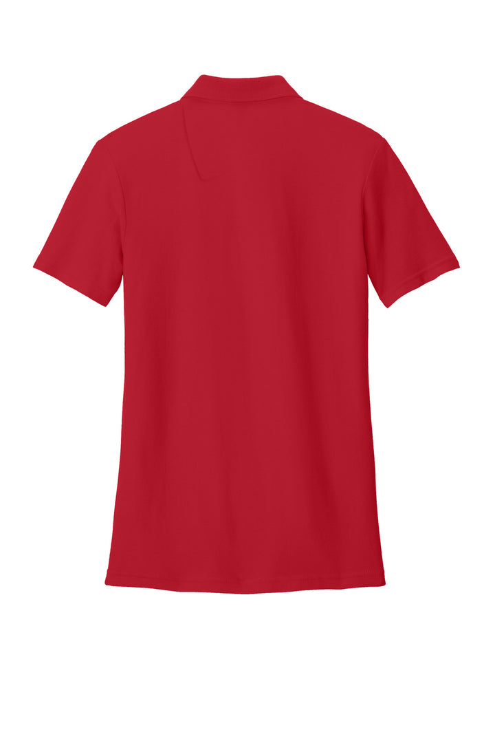 Rear View of Red Gildan Softstyle Women's Pique Polo 64800L