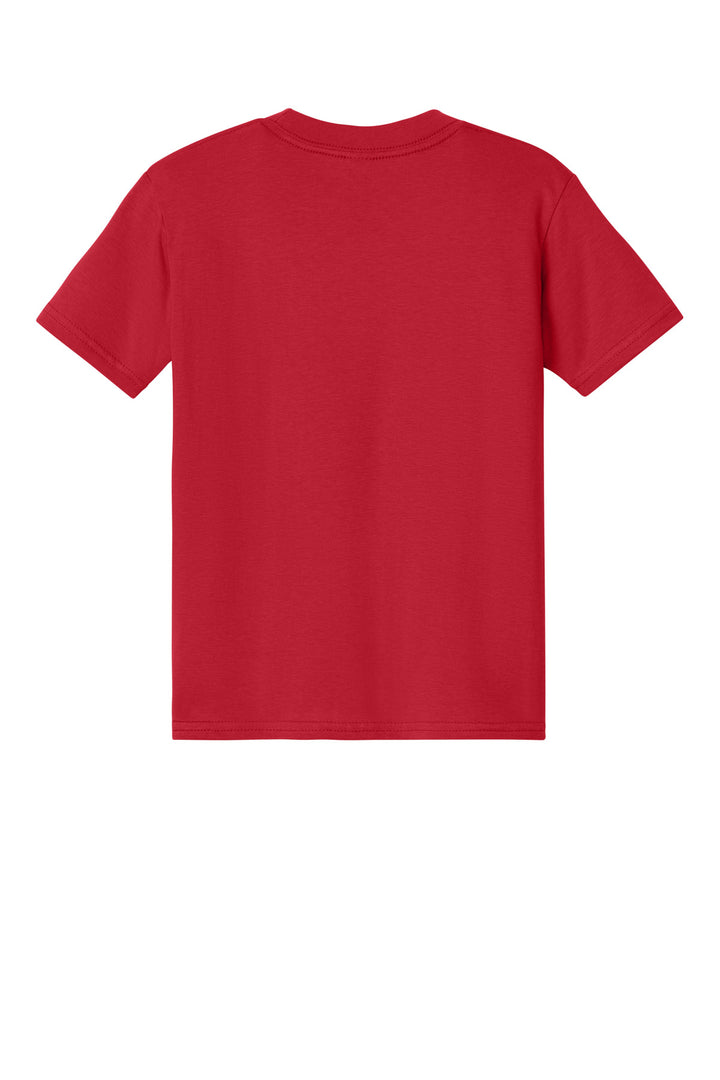 Rear View of Red Gildan Youth Softstyle Midweight Tee 65000B