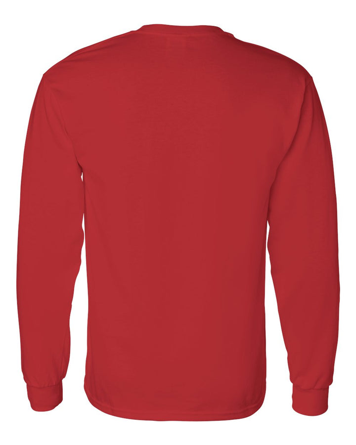 Rear View of Red Heavy Cotton™ Long Sleeve T-Shirt - 5400