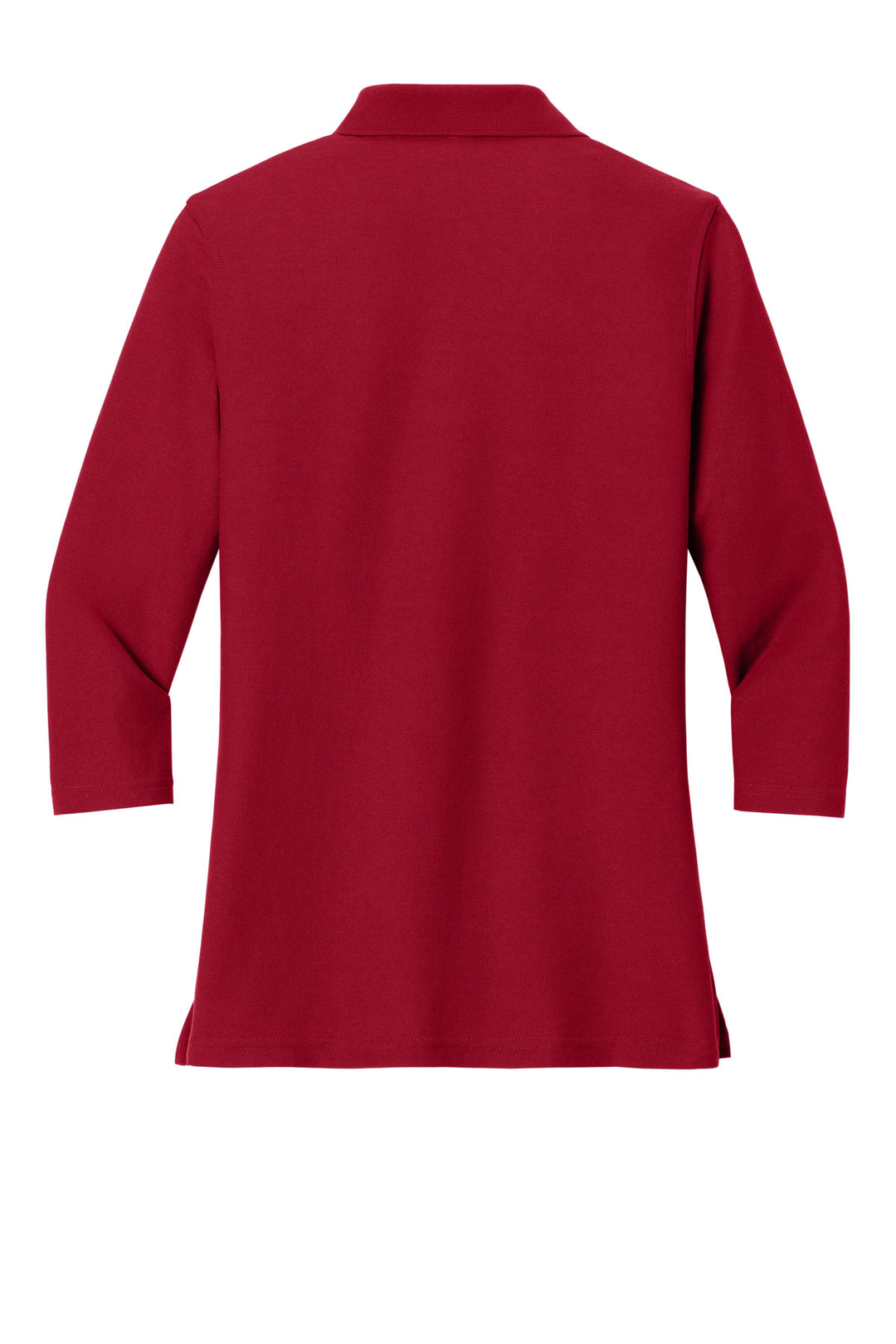 Rear View of Red Port Authority Women's Silk Touch 3/4-Sleeve Polo. L562