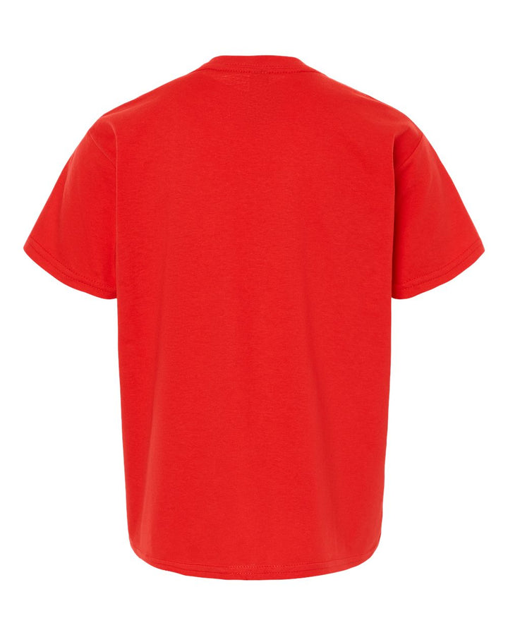 Rear View of Red Softstyle® Youth T-Shirt - 64000B