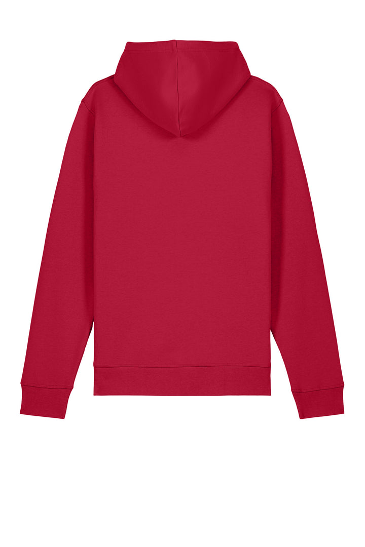 Rear View of Red Stanley/Stella Unisex Drummer 2.0 Hooded Sweatshirt SXU009