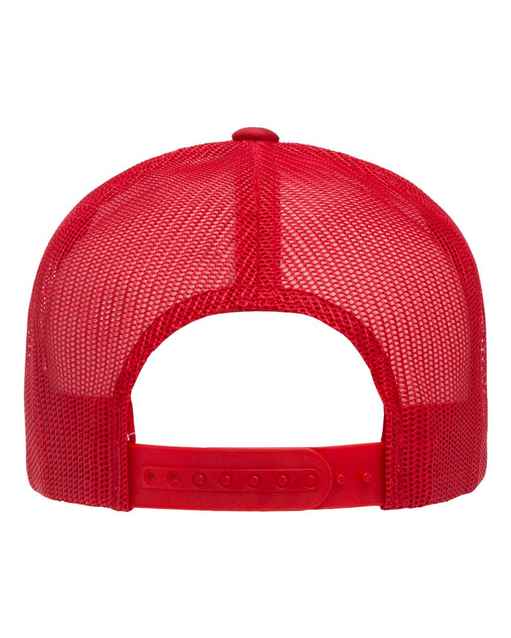 Rear View of Red/ White/ Red Five-Panel Classic Trucker Cap - 6006