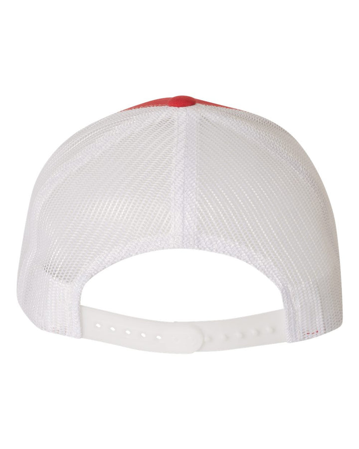 Rear View of Red/ White Retro Trucker Cap - 6606