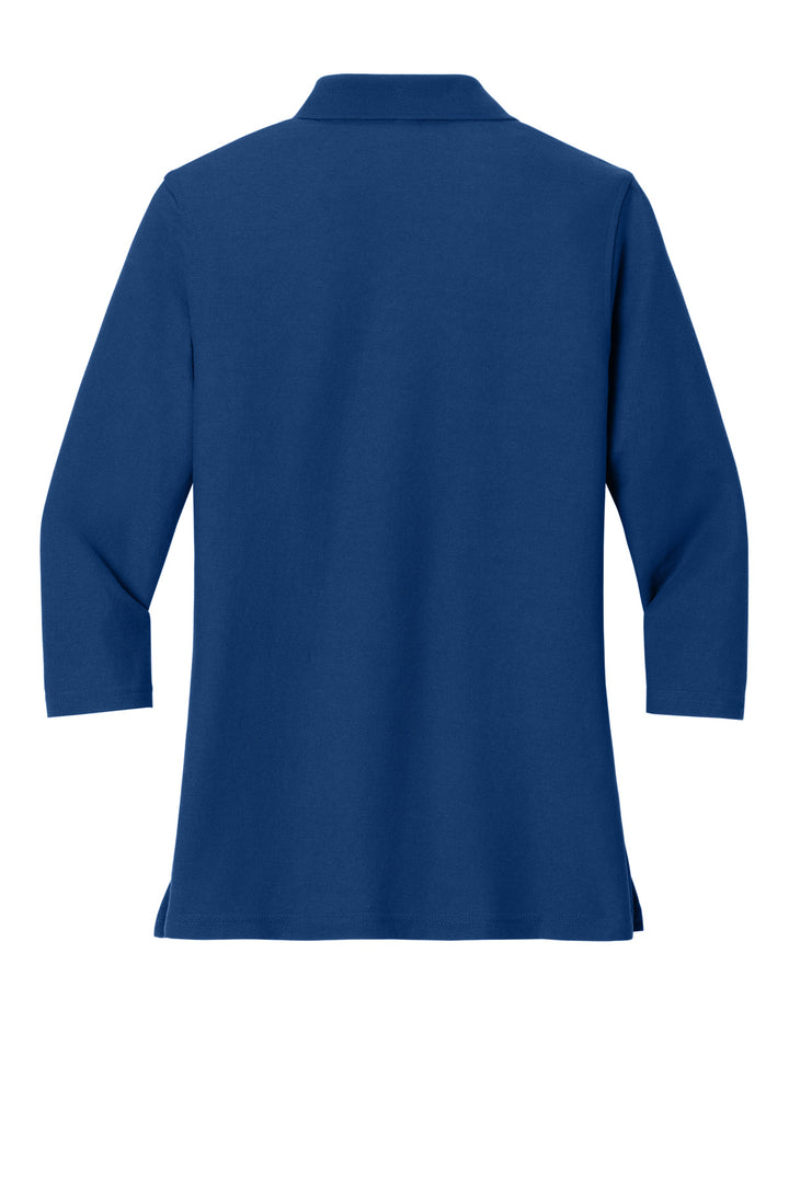 Rear View of Royal Port Authority Women's Silk Touch 3/4-Sleeve Polo. L562