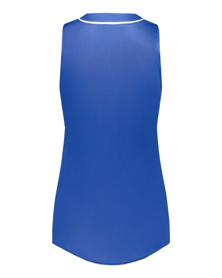Rear View of Royal/ White Women's Cutter Jersey - 6913