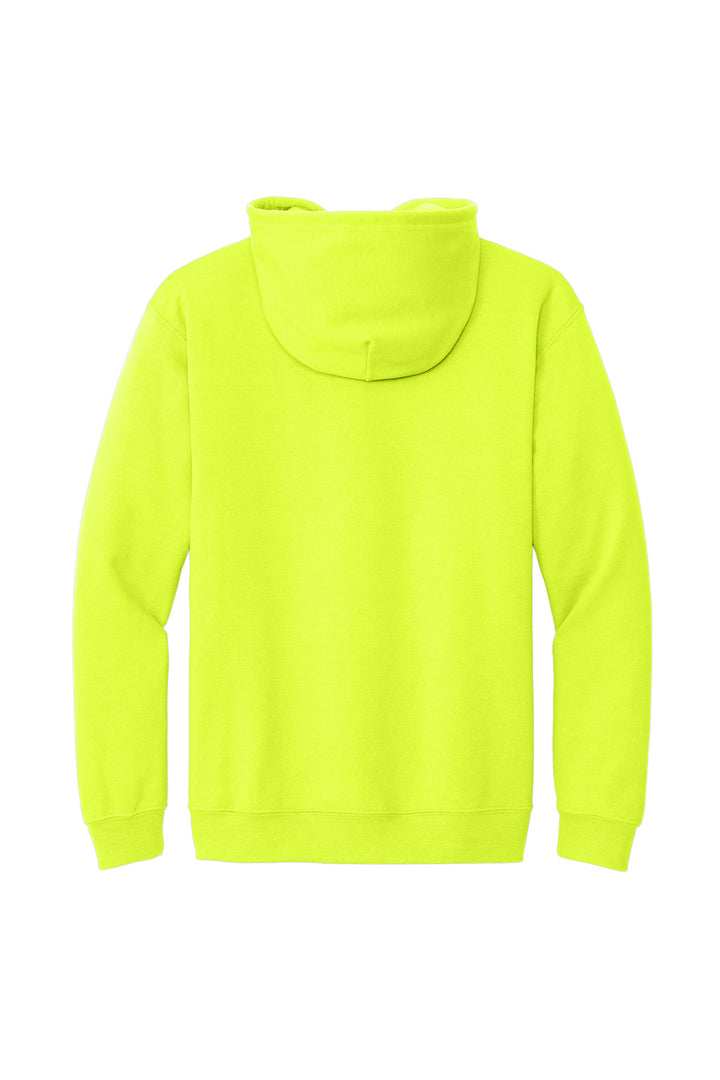 Rear View of Safety Green Gildan - Heavy Blend Full-Zip Hooded Sweatshirt. 18600