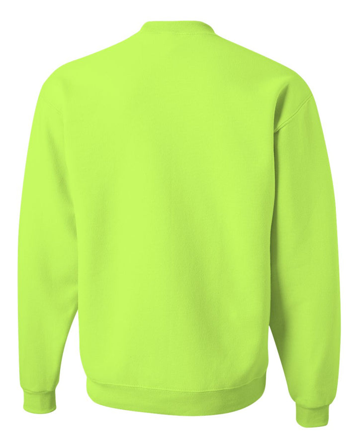 Rear View of Safety Green NuBlend® Crewneck Sweatshirt - 562MR
