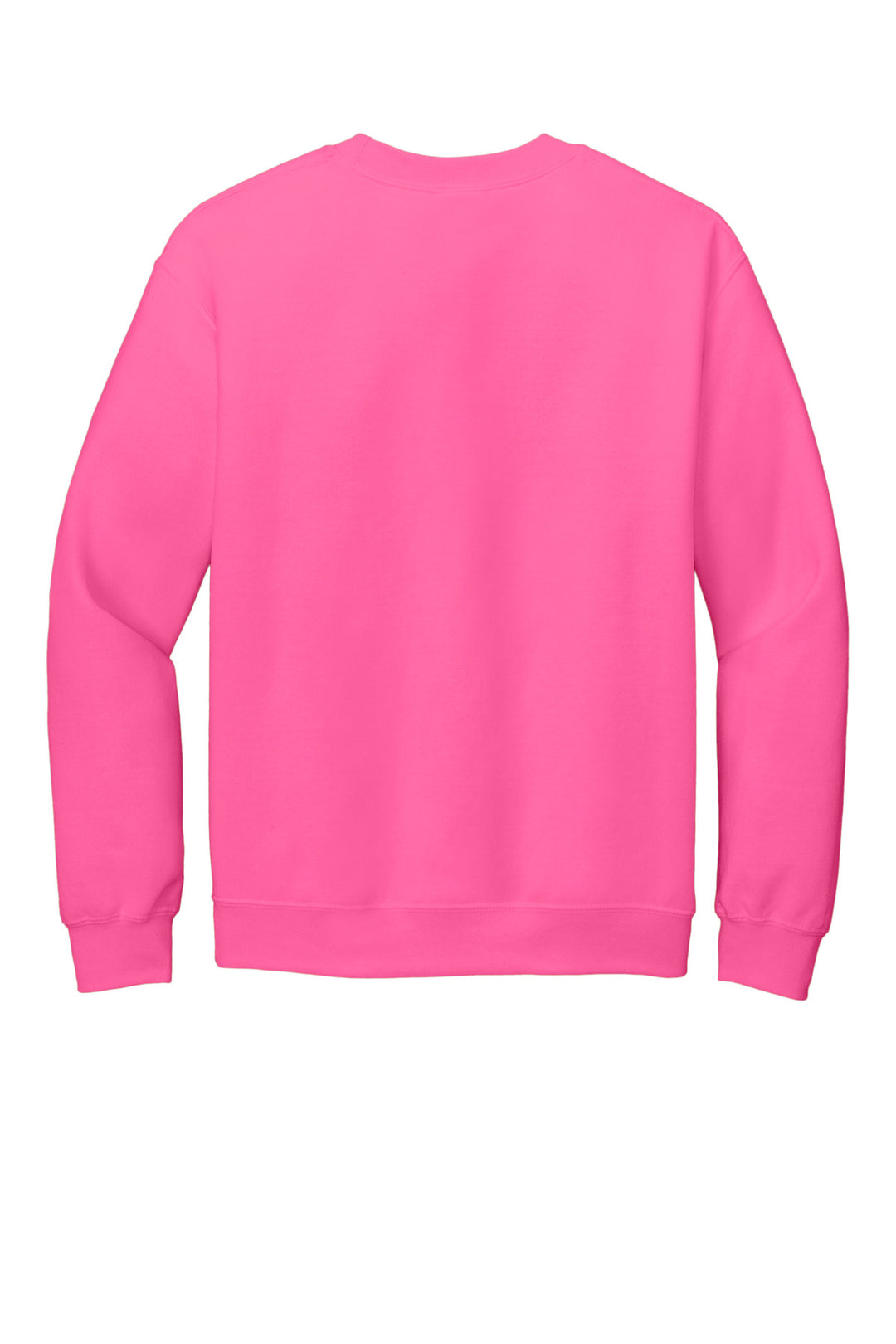 Rear View of Safety Pink Gildan Heavy Blend Crewneck Sweatshirt. 18000