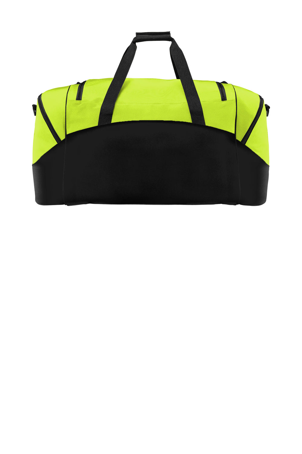 Rear View of Safety Ylw/Blk Port Authority - Standard Colorblock Sport Duffel. BG99