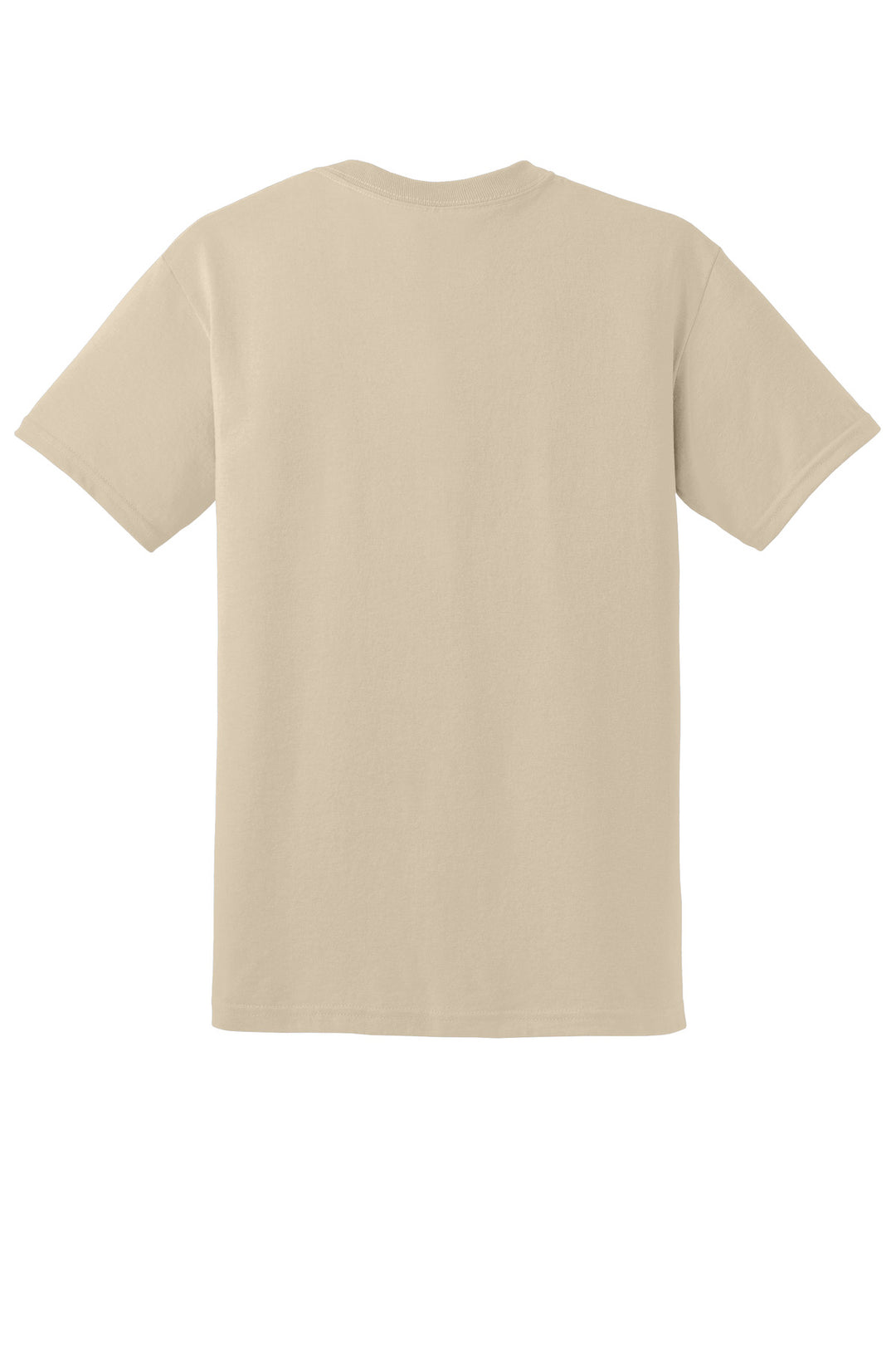Rear View of Sand Gildan DryBlend 50 Cotton/50 Poly T-Shirt. 8000