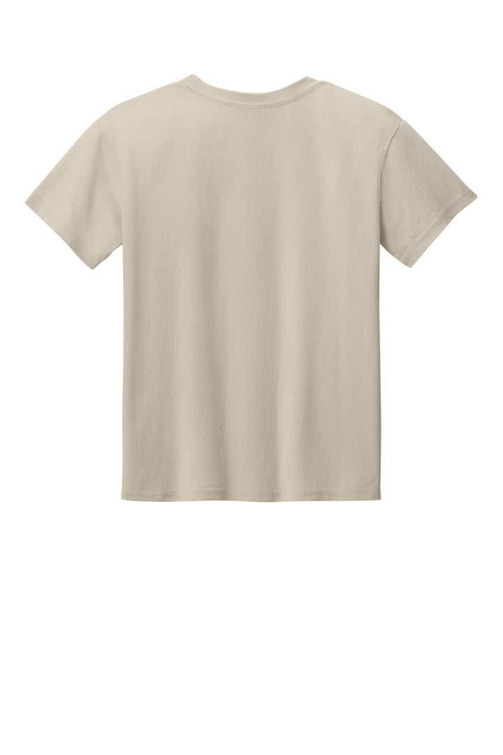 Rear View of Sand Gildan Youth Light Cotton Tee 3000B