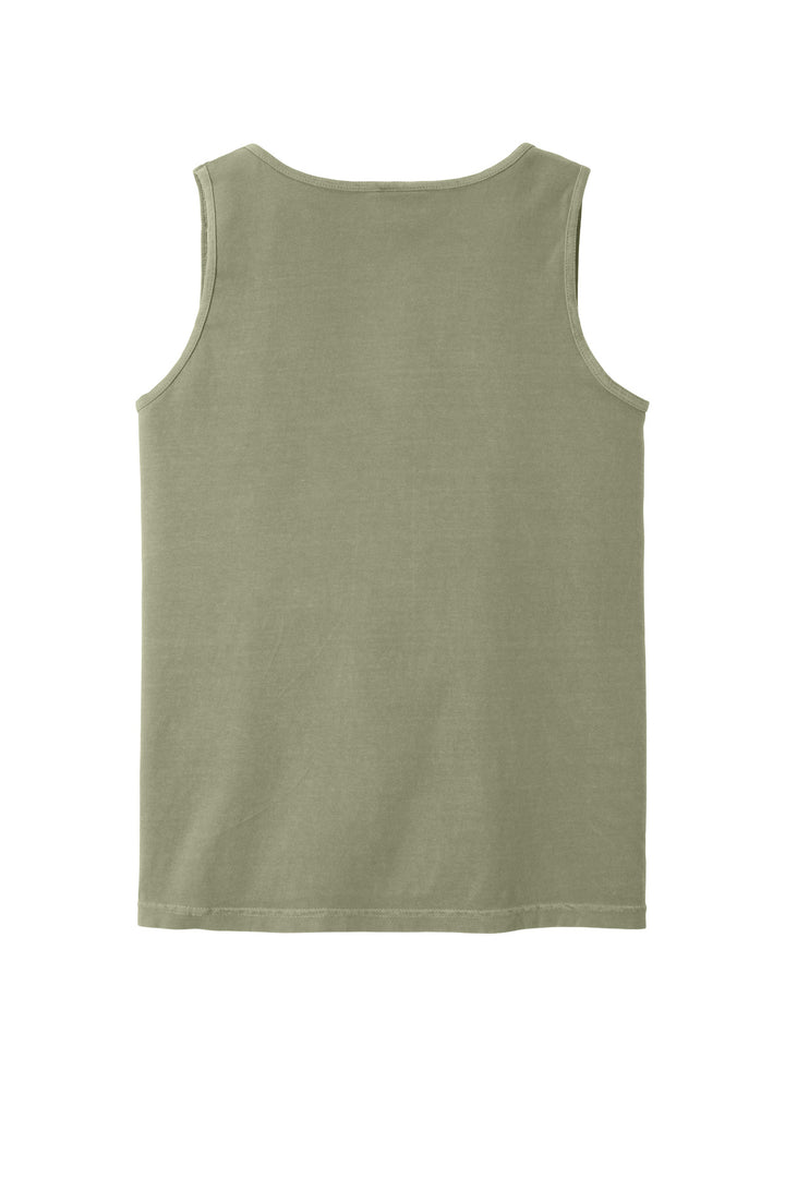 Rear View of Sandstone COMFORT COLORS Heavyweight Ring Spun Tank Top. 9360