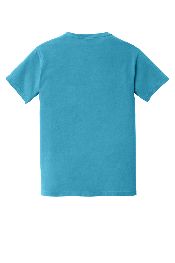 Rear View of Sapphire COMFORT COLORS Heavyweight Ring Spun Pocket Tee. 6030