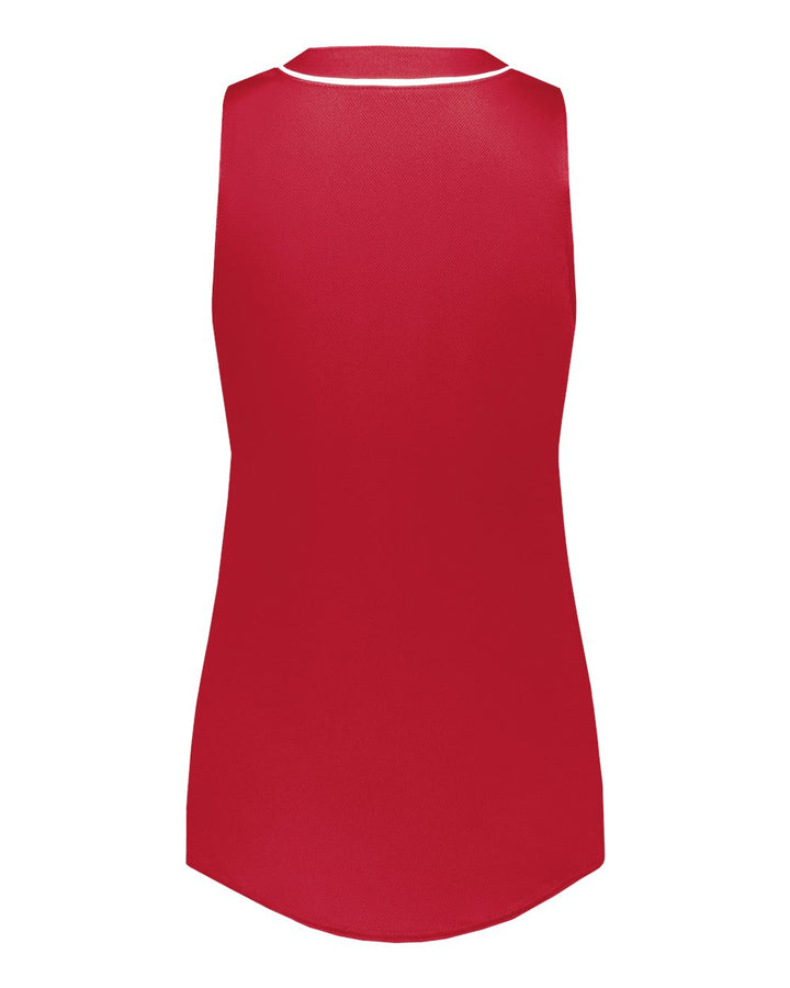 Rear View of Scarlet/ White Women's Cutter Jersey - 6913