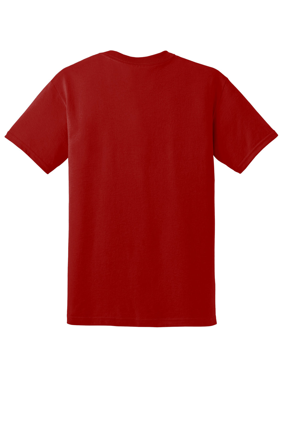 Rear View of ScarRed Gildan DryBlend 50 Cotton/50 Poly T-Shirt. 8000