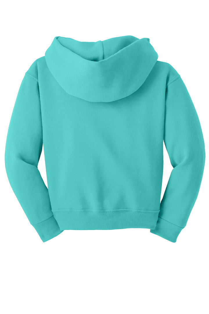 Rear View of ScubaBlue Jerzees - Youth NuBlend Pullover Hooded Sweatshirt. 996Y