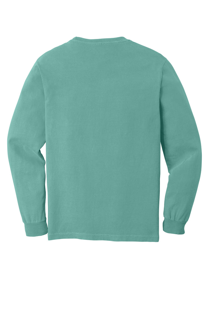 Rear View of Seafoam COMFORT COLORS Heavyweight Ring Spun Long Sleeve Tee. 6014