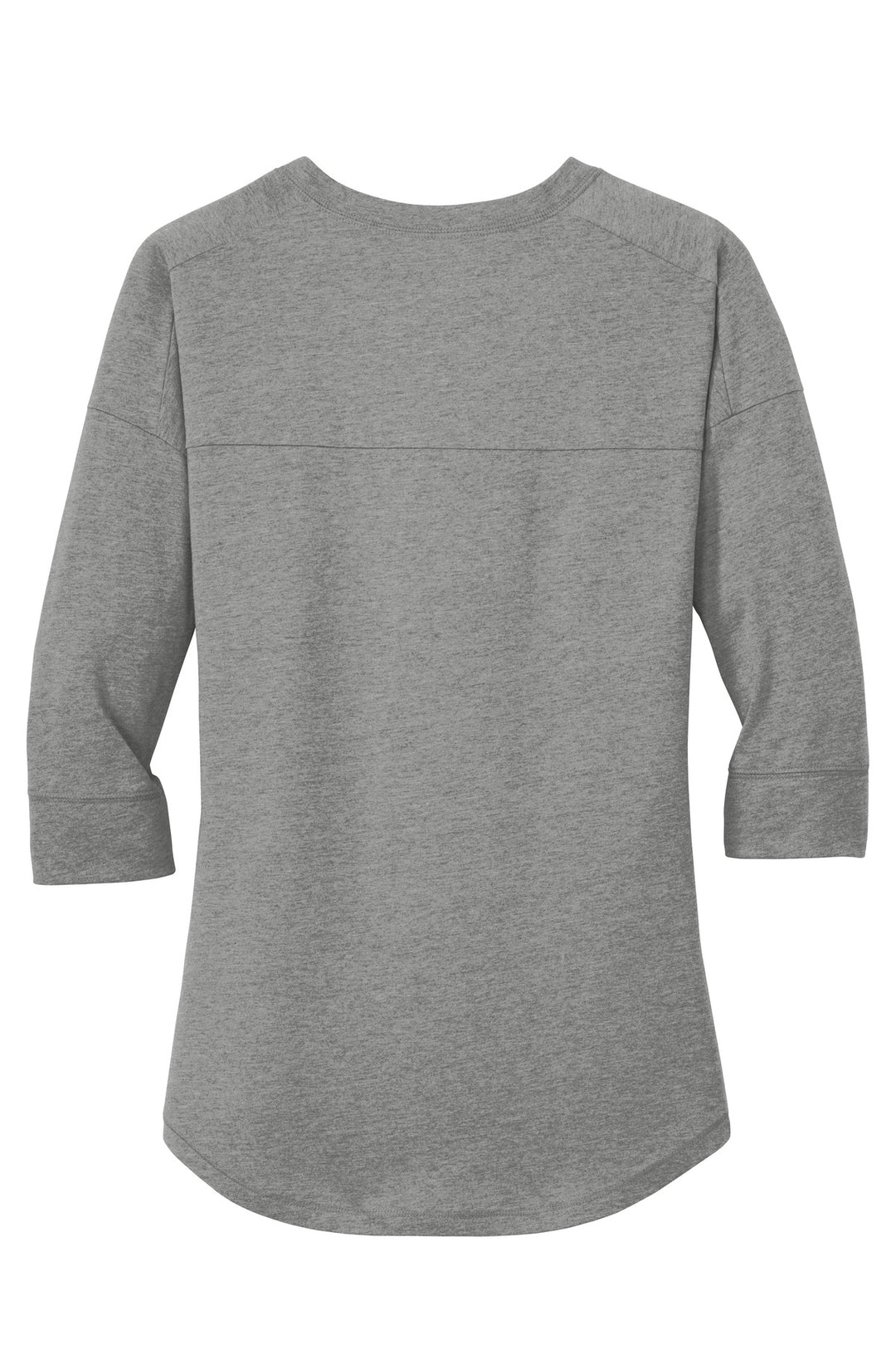 Rear View of Shadow Grey He New Era Women's Heritage Blend 3/4-Sleeve Baseball Raglan Tee. LNEA104