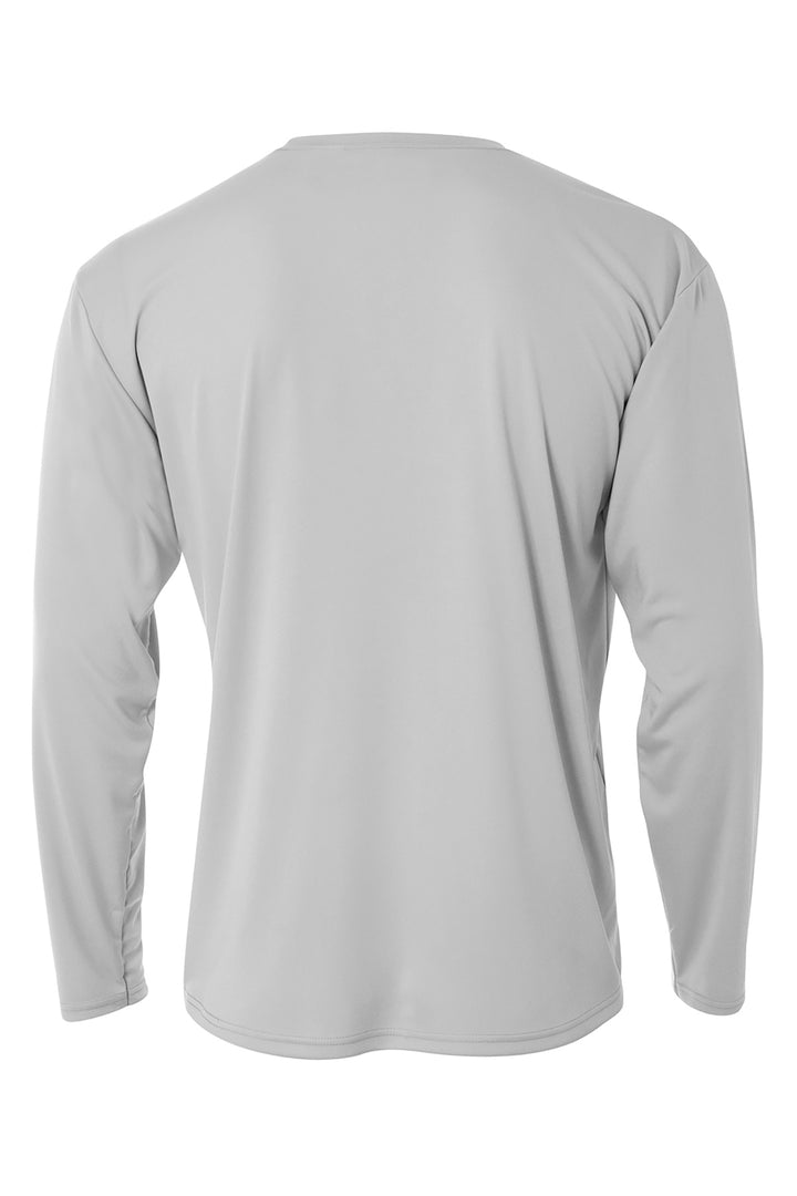 Rear View of Silver A4 Cooling Performance Long Sleeve Tee A4N3165