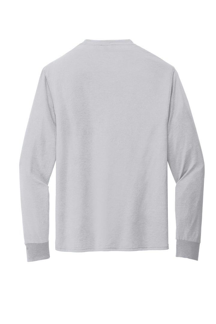Rear View of Silver Jerzees Dri-Power 100% Polyester Long Sleeve T-Shirt 21LS