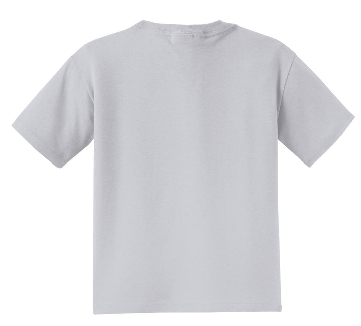 Rear View of Silver Jerzees - Youth Dri-Power 50/50 Cotton/Poly T-Shirt. 29B