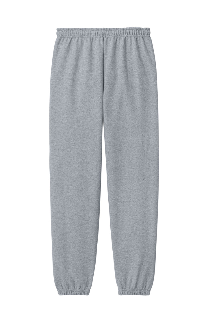 Rear View of Sport Grey Gildan Heavy Blend Sweatpant. 18200