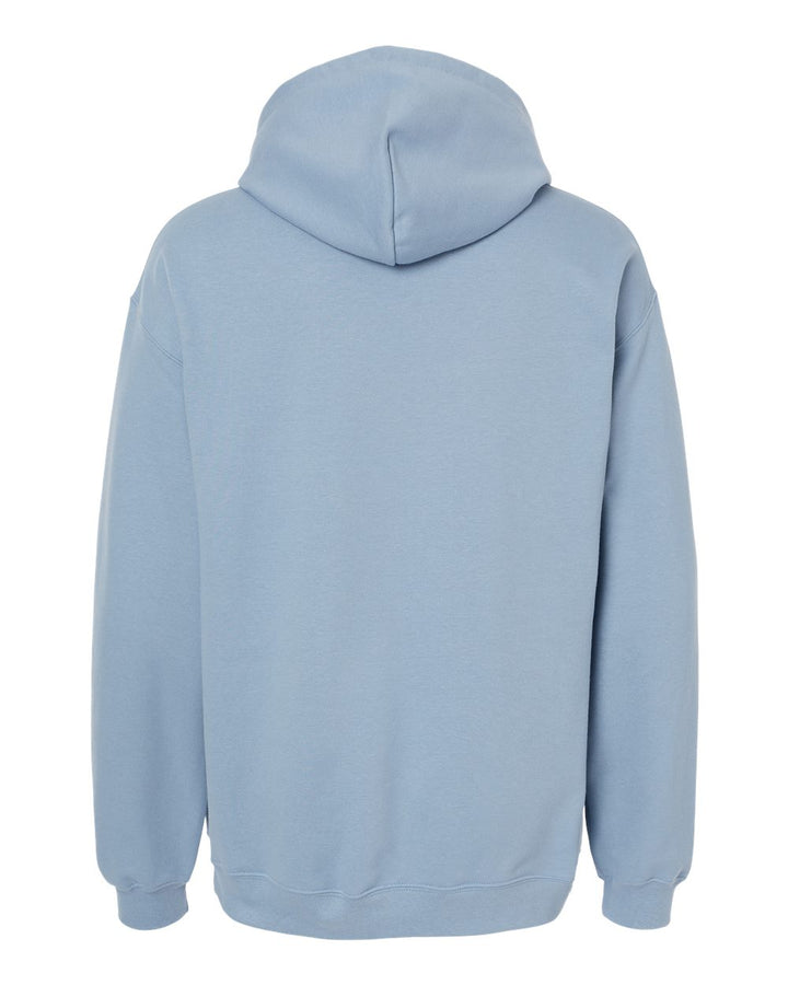 Rear View of Stone Blue Softstyle® Midweight Hooded Sweatshirt - SF500