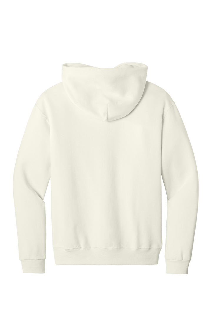 Rear View of SwtCrmHthr Jerzees NuBlend Pullover Hooded Sweatshirt. 996M
