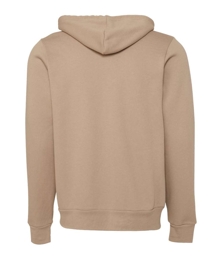 Rear View of Tan Sponge Fleece Full-Zip Hoodie - 3739