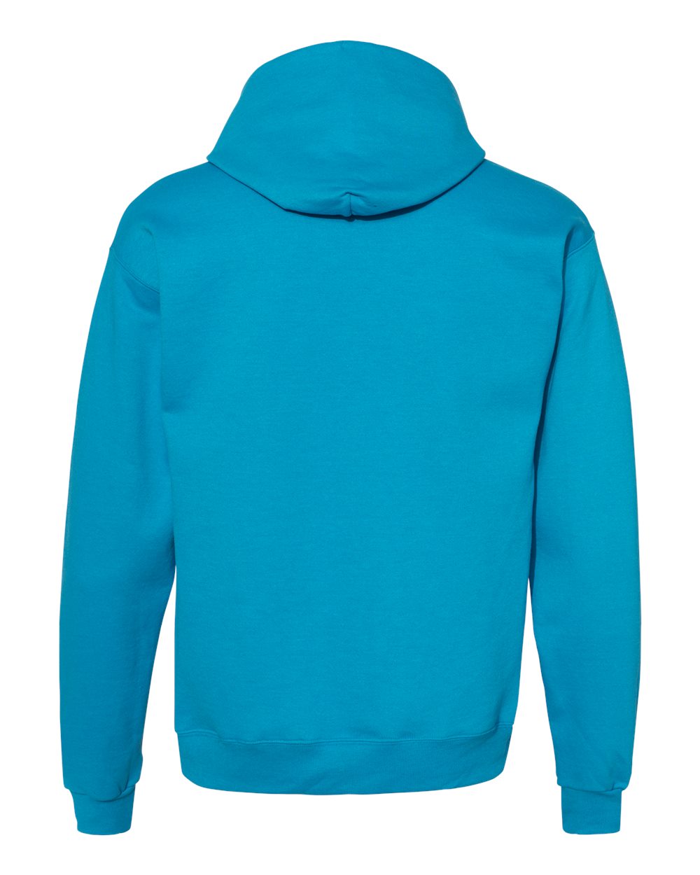 Rear View of Teal Ecosmart® Hooded Sweatshirt - P170