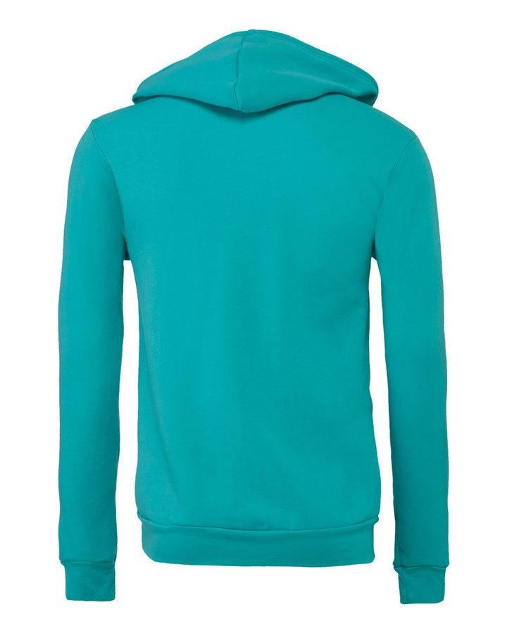 Rear View of Teal Sponge Fleece Full-Zip Hoodie - 3739