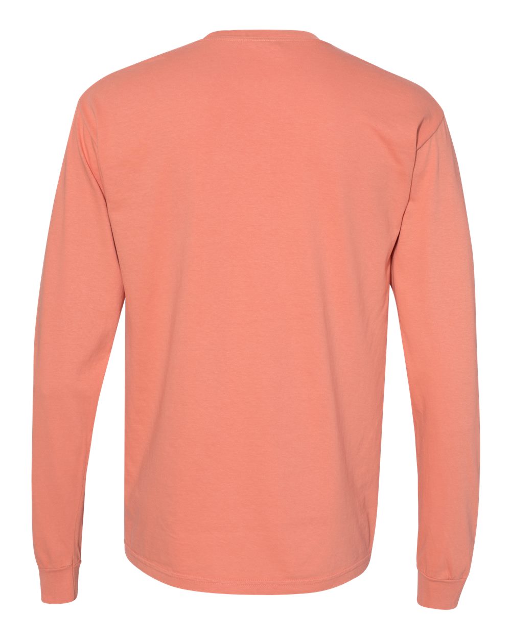 Rear View of Terracotta Garment-Dyed Heavyweight Long Sleeve T-Shirt - 6014