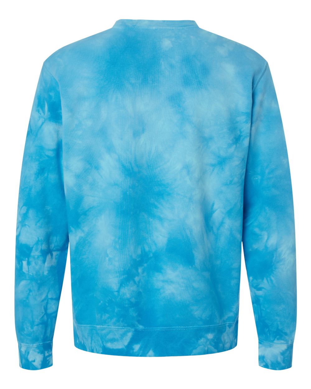 Rear View of Tie Dye Aqua Blue Midweight Tie-Dyed Crewneck Sweatshirt - PRM3500TD