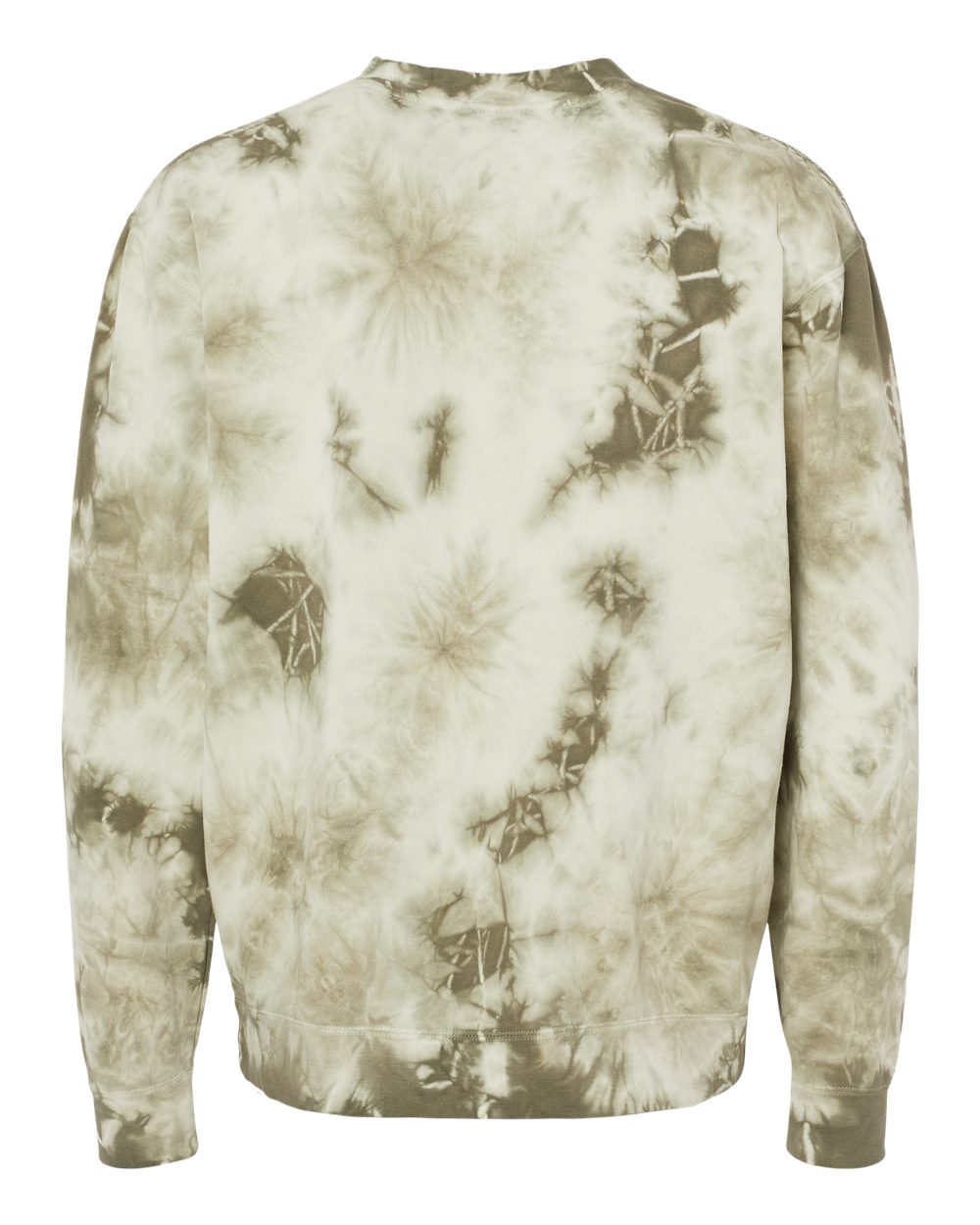 Rear View of Tie Dye Olive Midweight Tie-Dyed Crewneck Sweatshirt - PRM3500TD