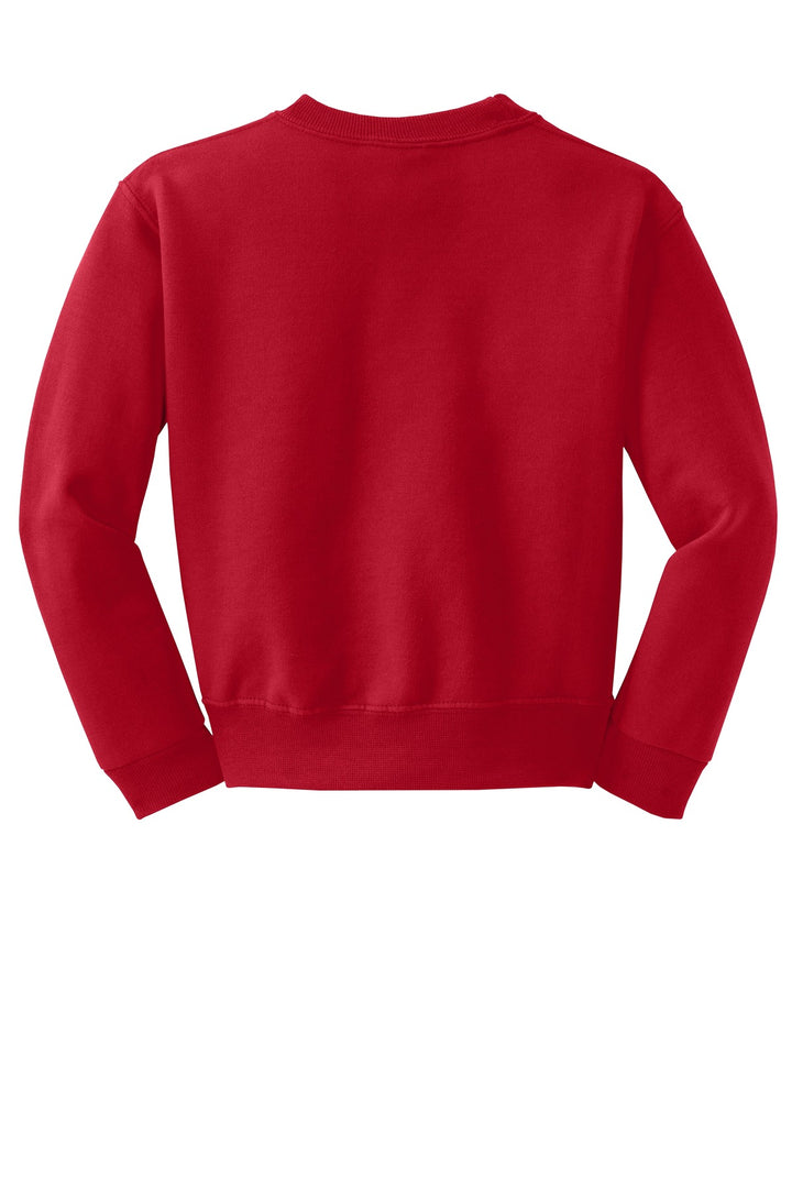 Rear View of True Red Jerzees - Youth NuBlend Crewneck Sweatshirt. 562B