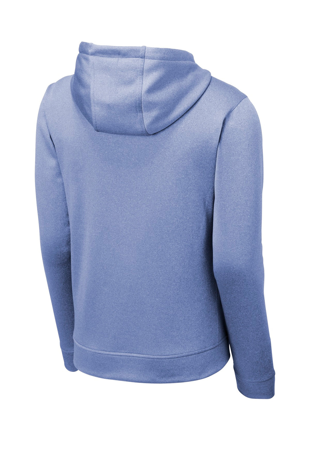 Rear View of True Royal Hth Sport-Tek PosiCharge Sport-Wick Heather Fleece Hooded Pullover. ST264