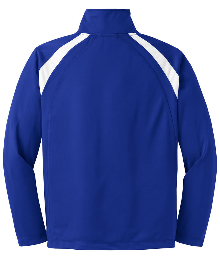 Rear View of True Royal/Wht Sport-Tek Tricot Track Jacket. JST90