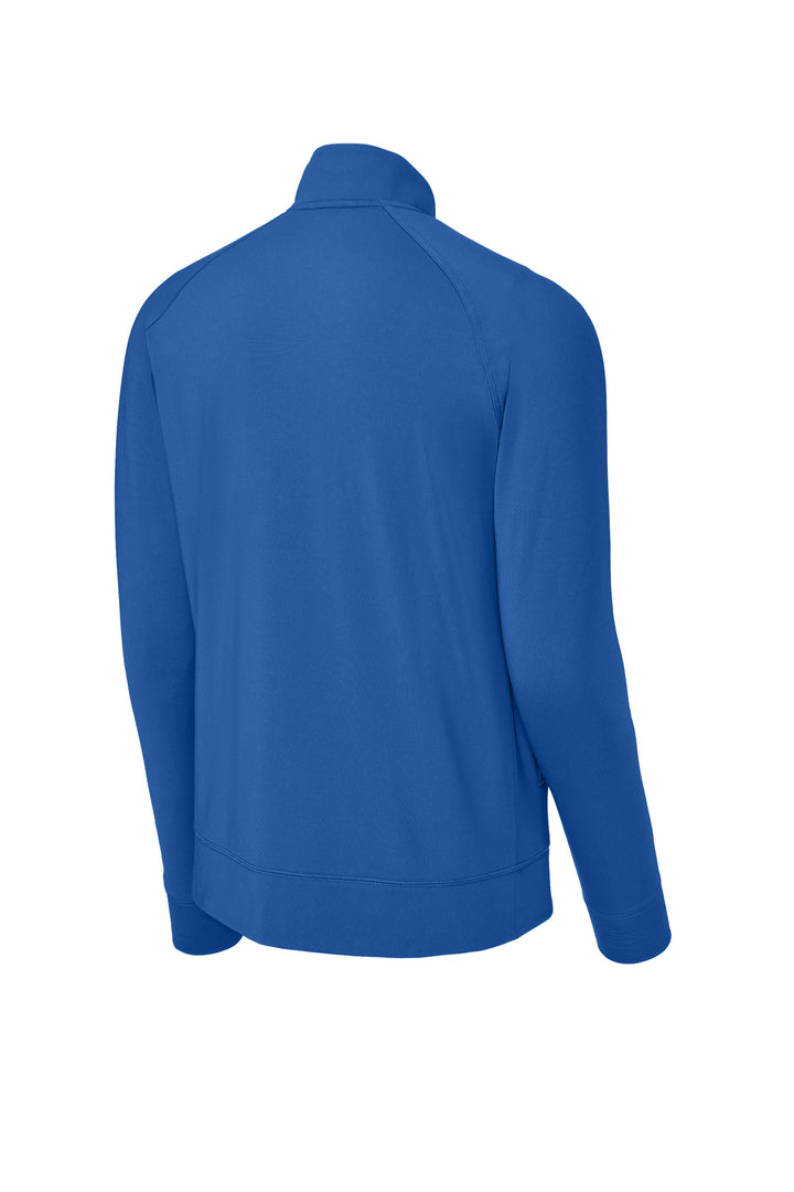 Rear View of TrueRoyal Sport-Tek Sport-Wick Stretch Full-Zip Cadet Jacket ST857