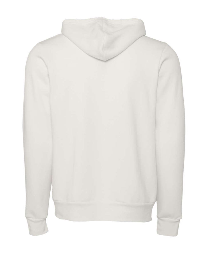 Rear View of Vintage White Sponge Fleece Full-Zip Hoodie - 3739