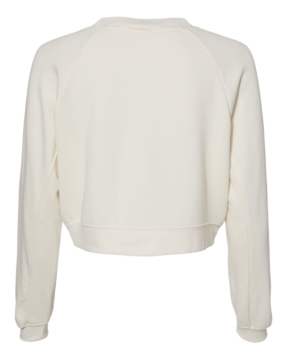 Rear View of Vintage White Women's Raglan Pullover Fleece - 7505