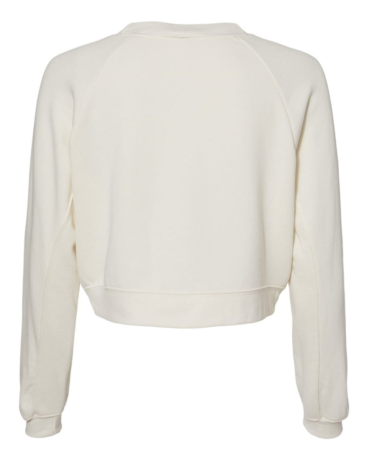 Rear View of Vintage White Women's Raglan Pullover Fleece - 7505