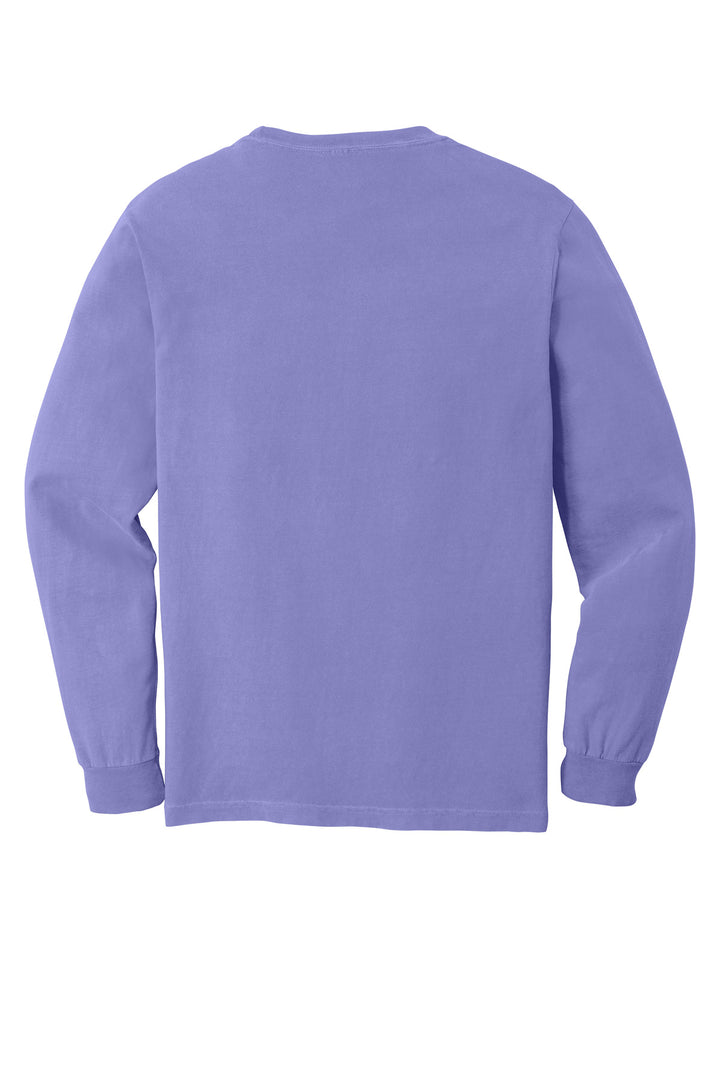 Rear View of Violet COMFORT COLORS Heavyweight Ring Spun Long Sleeve Tee. 6014