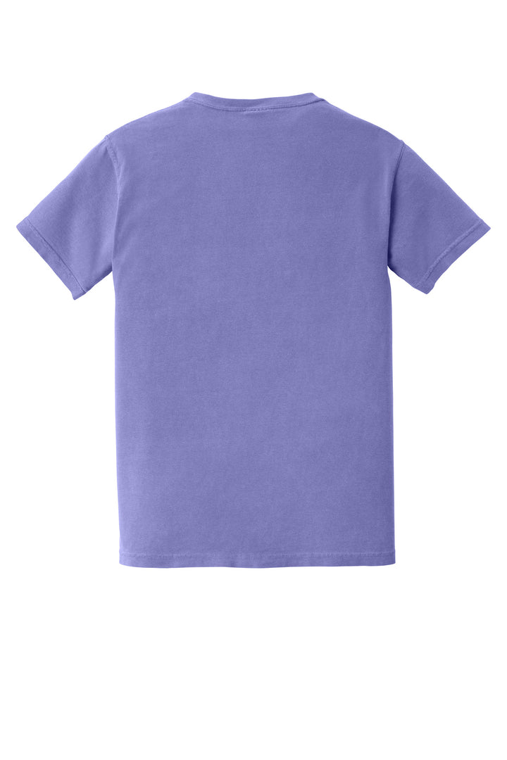 Rear View of Violet COMFORT COLORS Heavyweight Ring Spun Pocket Tee. 6030